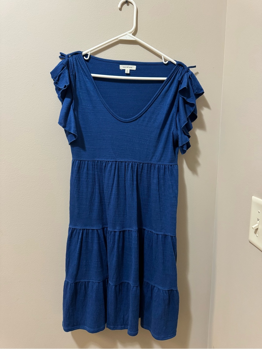 Max Studio Blue Ruffle Sleeve Tiered Dress - Picture 1 of 3